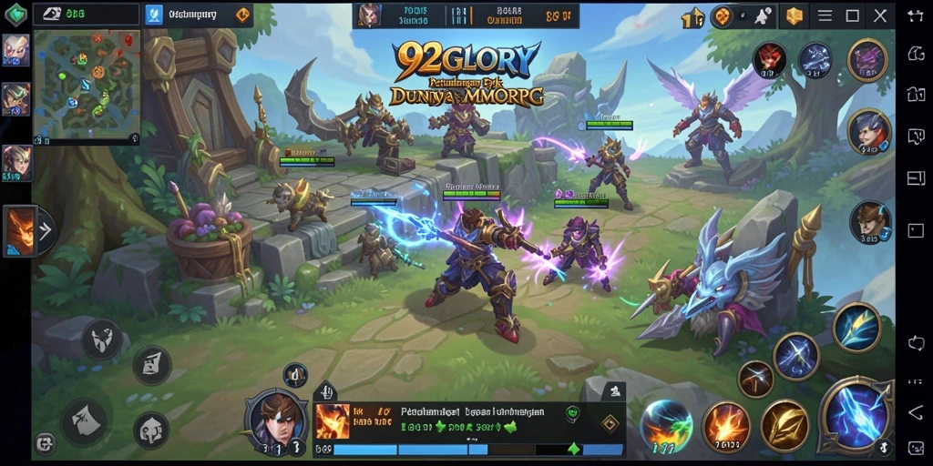 Tampilan gameplay 92GLORY yang menampilkan pertarungan seru dan grafis yang memukau.
