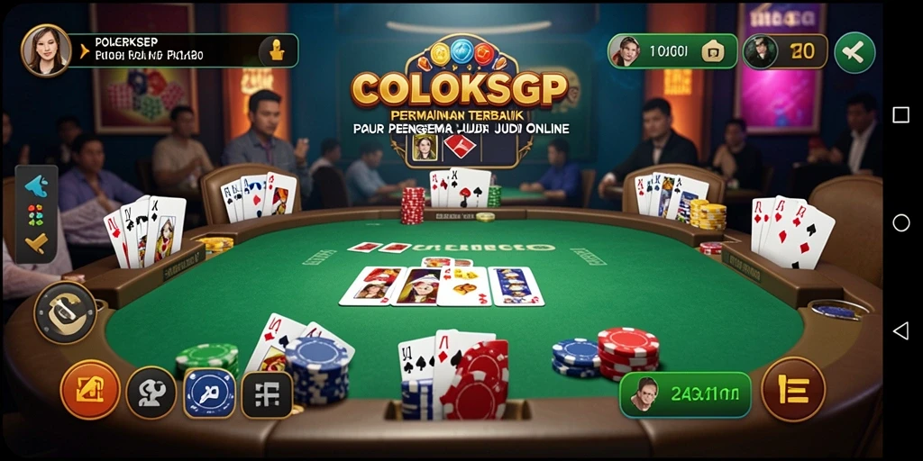 Tampilan gameplay menarik dalam aplikasi COLOKSGP yang memukau para pemain poker.