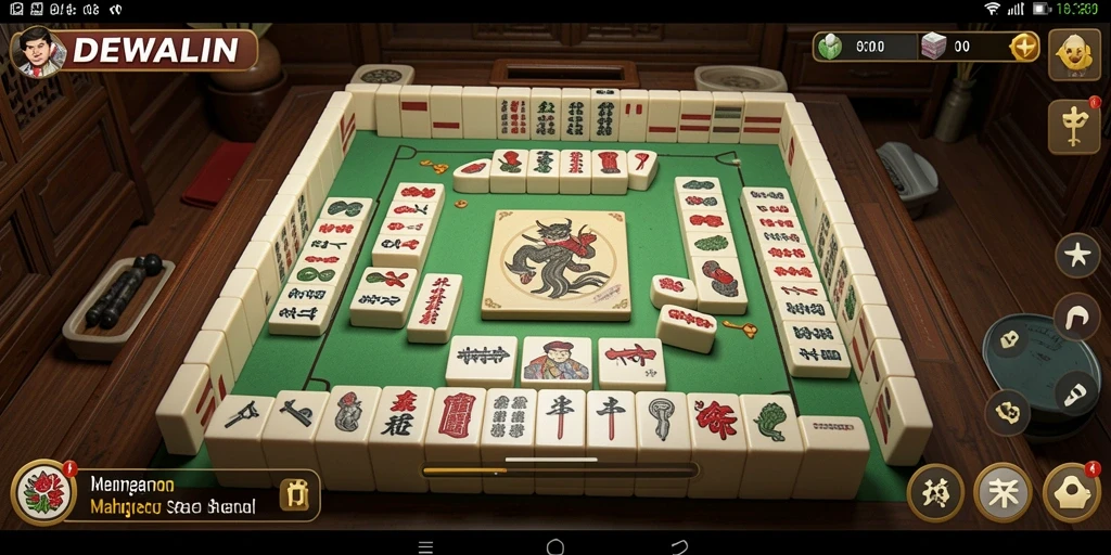 Screenshot game DEWALIN menampilkan gameplay Mahjong yang menarik.