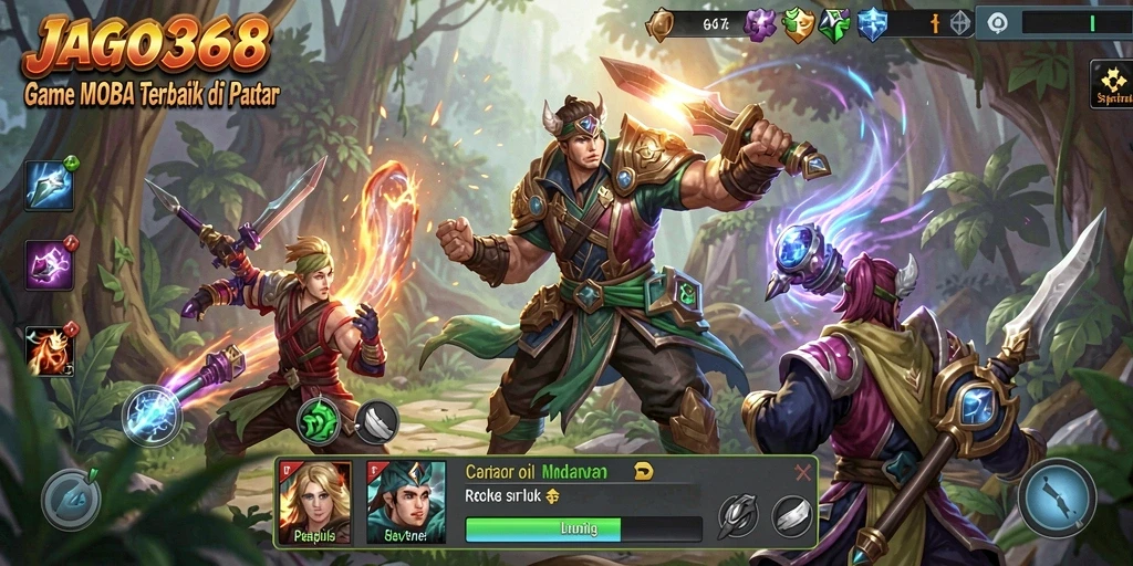 Tampilan gameplay seru dari JAGO368 yang menampilkan pertarungan tim yang intens.