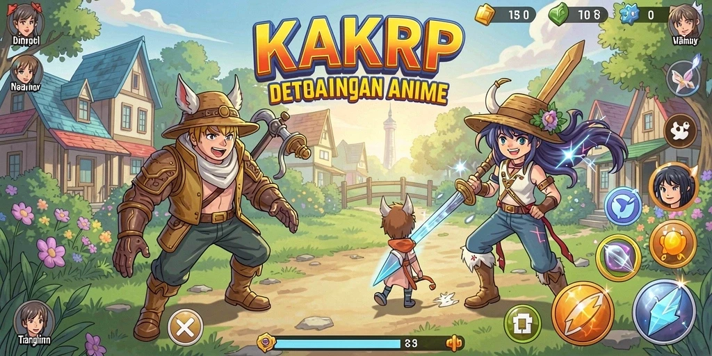 Tampilan gameplay KAKRP yang menampilkan pertarungan karakter anime.