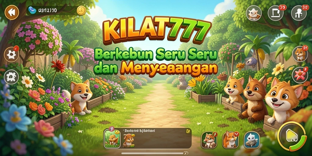 Screenshot gameplay KILAT777 menampilkan kebun yang subur dan hewan-hewan peliharaan.