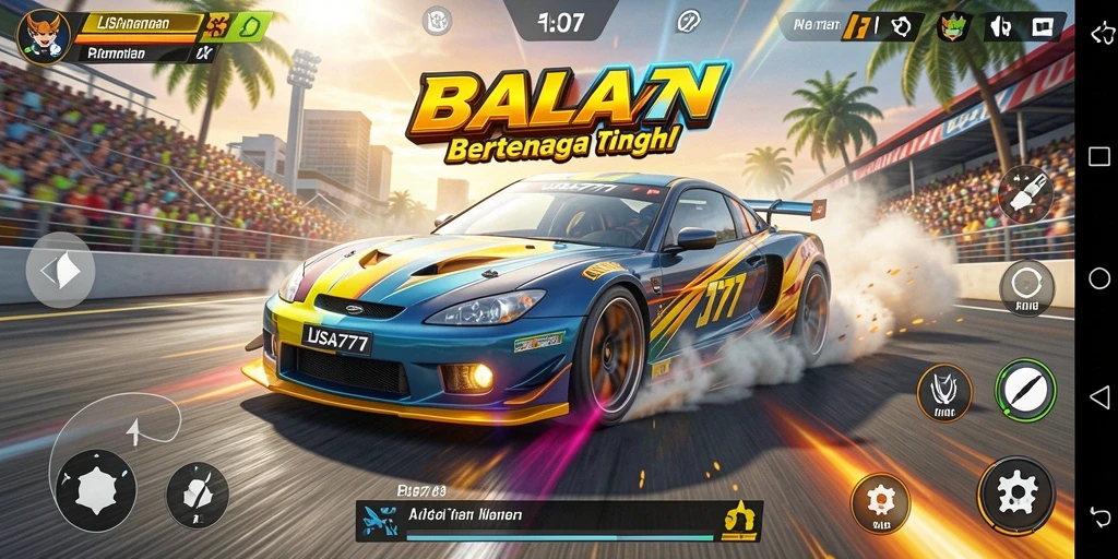 Tampilan gameplay balapan mendebarkan di LUSA777.