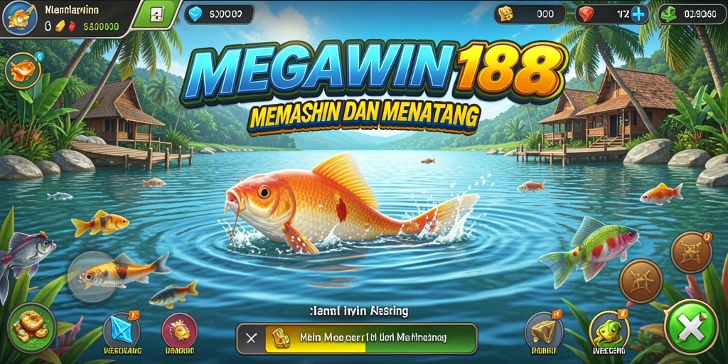 Screenshot gameplay MEGAWIN188 dengan aksi memancing yang menegangkan.