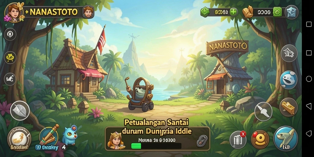 Screenshot NANASTOTO menunjukkan gameplay Idle yang menawan dan menyenangkan.