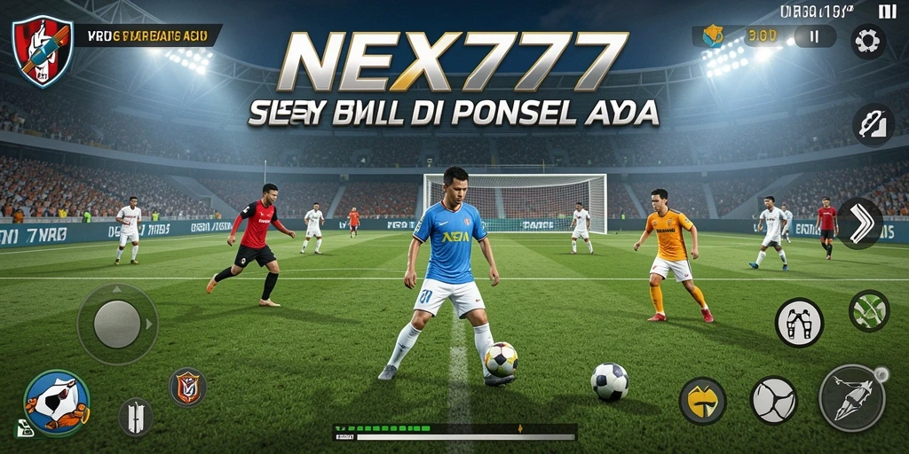 Tampilan gameplay NEX777 dengan aksi sepak bola yang mendebarkan.