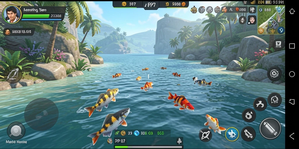 Gameplay PP7 yang seru dan menantang dalam memancing ikan.