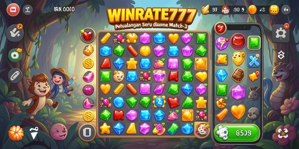 Tampilan gameplay seru dari WINRATE777 dalam match-3.
